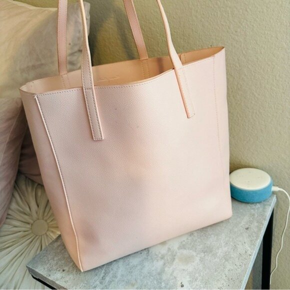 Monique Lhullier Vegan Leather Tote Bag Pink Handbag 14x18 in - Picture 7 of 14